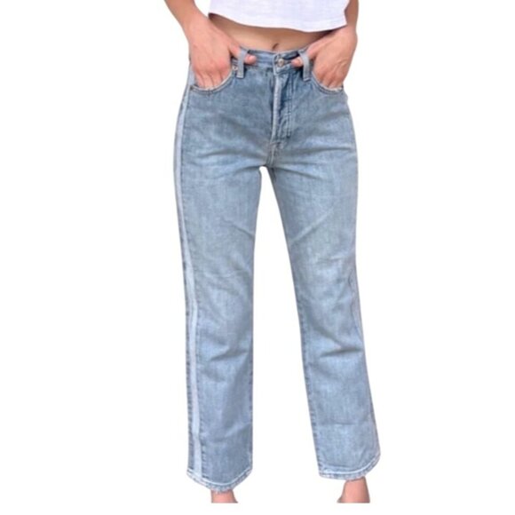 Pistola Charlie high rise ankle straight button fly double denim panels size 27 - Picture 1 of 16